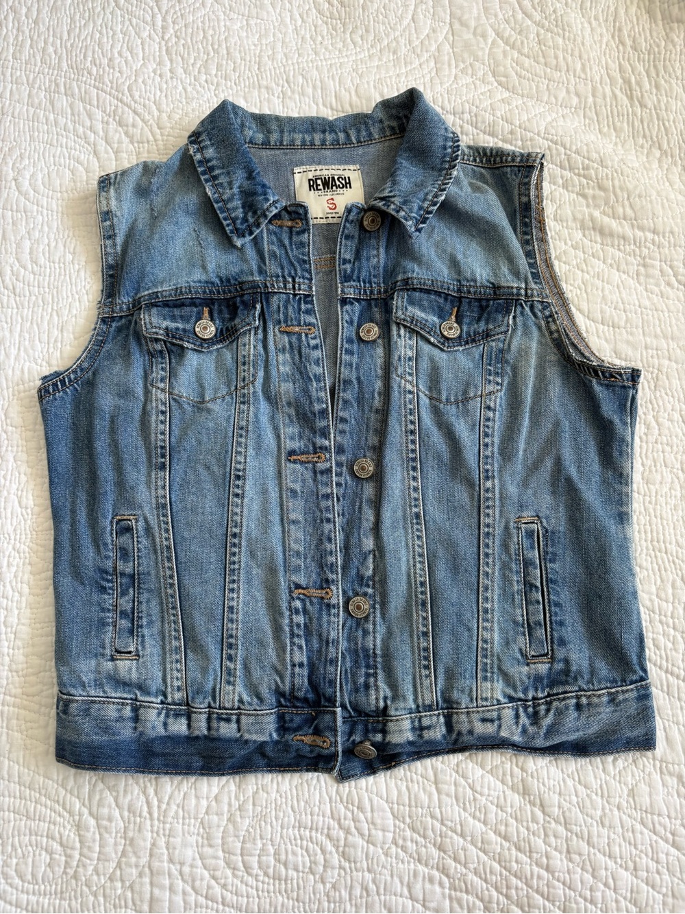 Rewash Light Blue Denim Jacket with Contrast Stitching